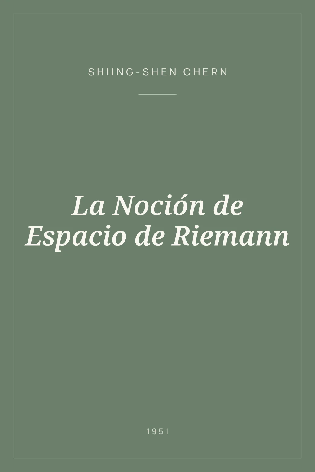 Portada de La Noción de Espacio de Riemann