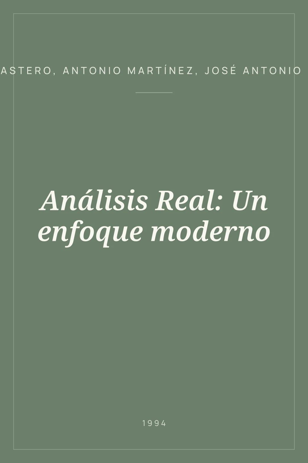 Portada de Análisis Real: Un enfoque moderno