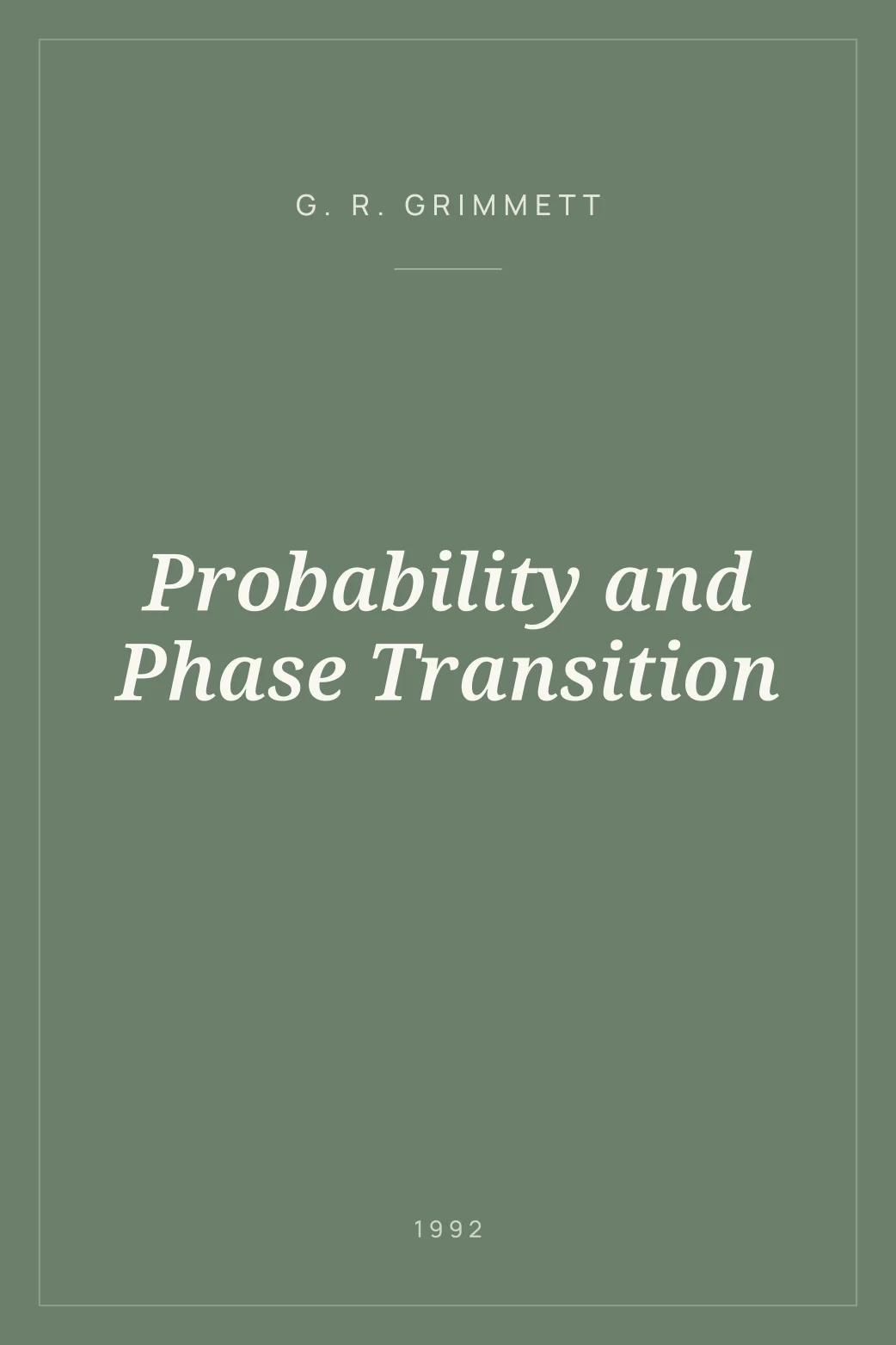 Portada de Probability and Phase Transition