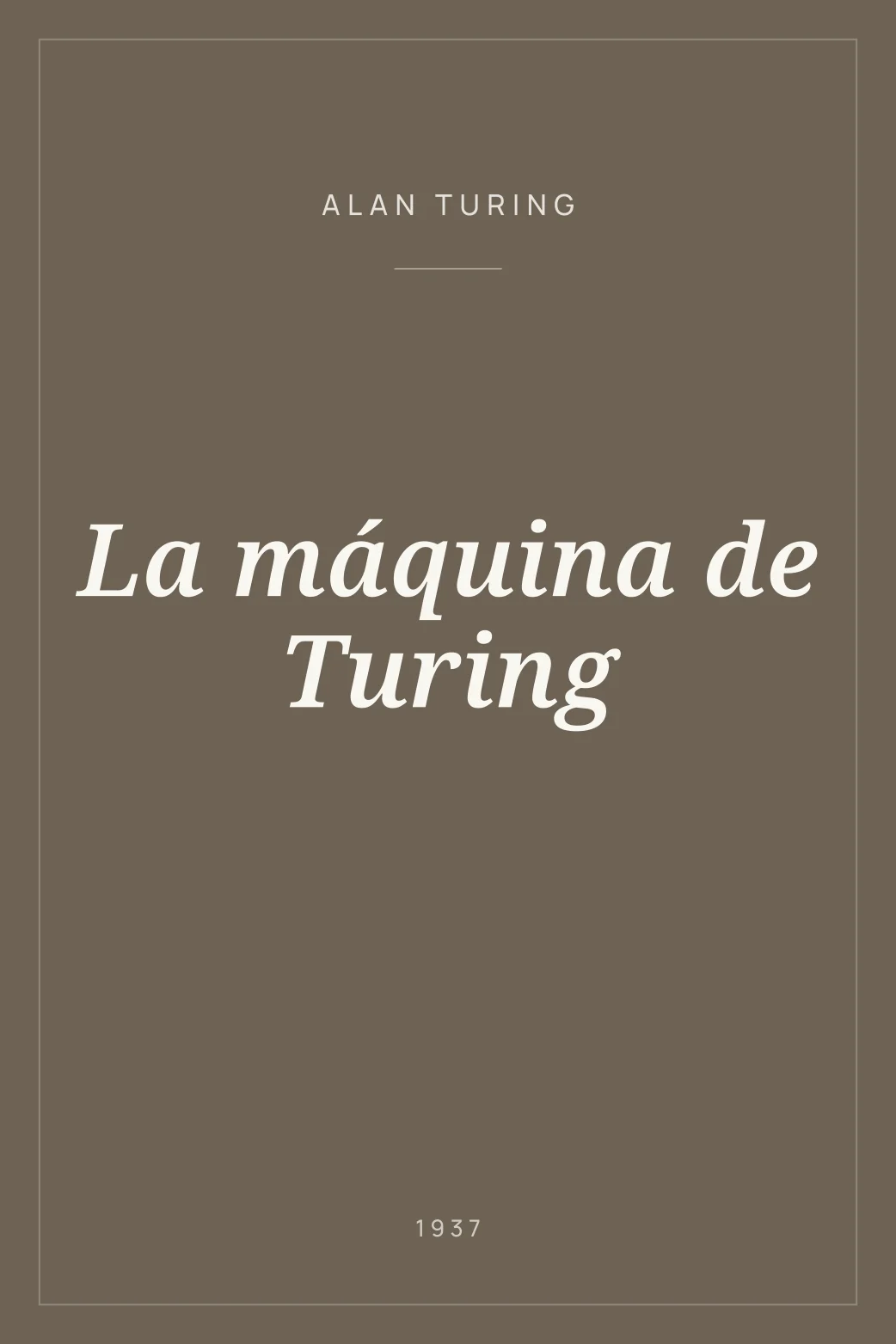 Portada de La máquina de Turing