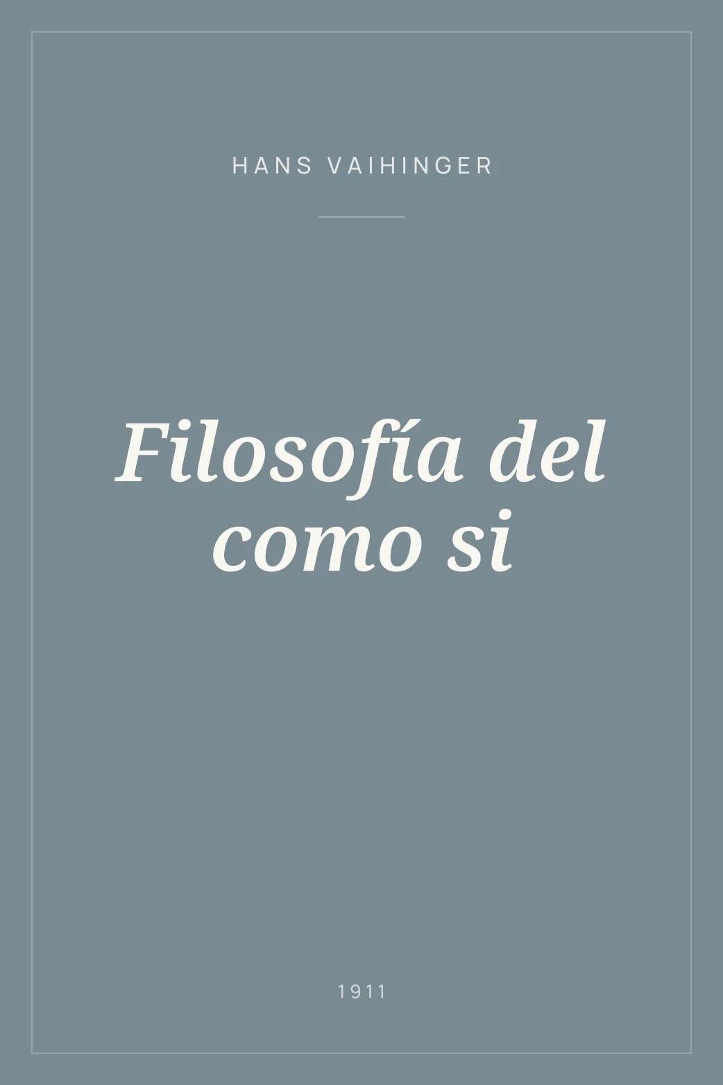 Portada de Filosofía del como si