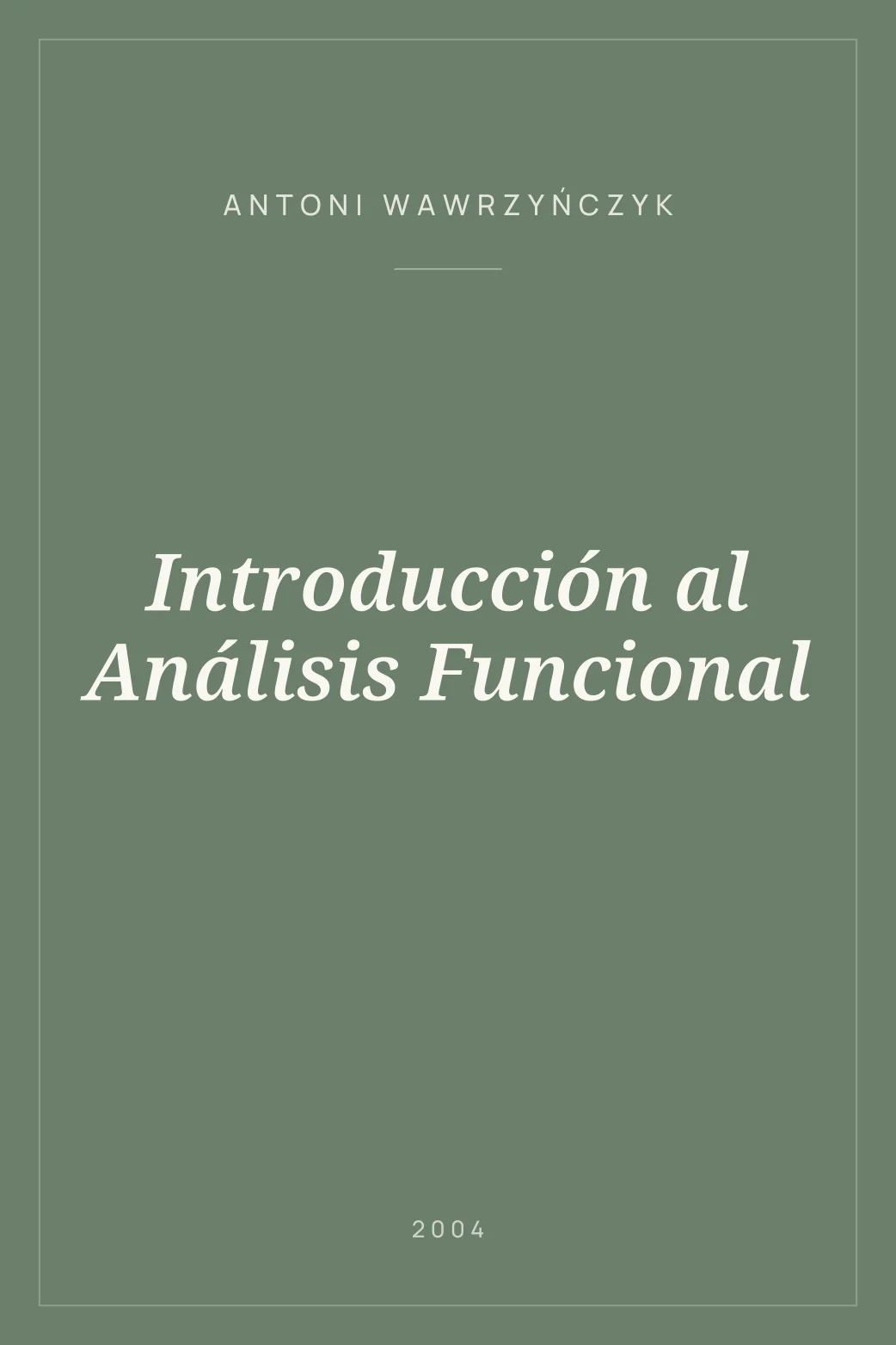 Portada de Introducción al Análisis Funcional
