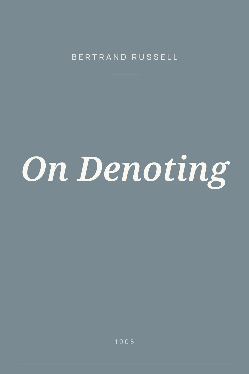 Portada de On Denoting