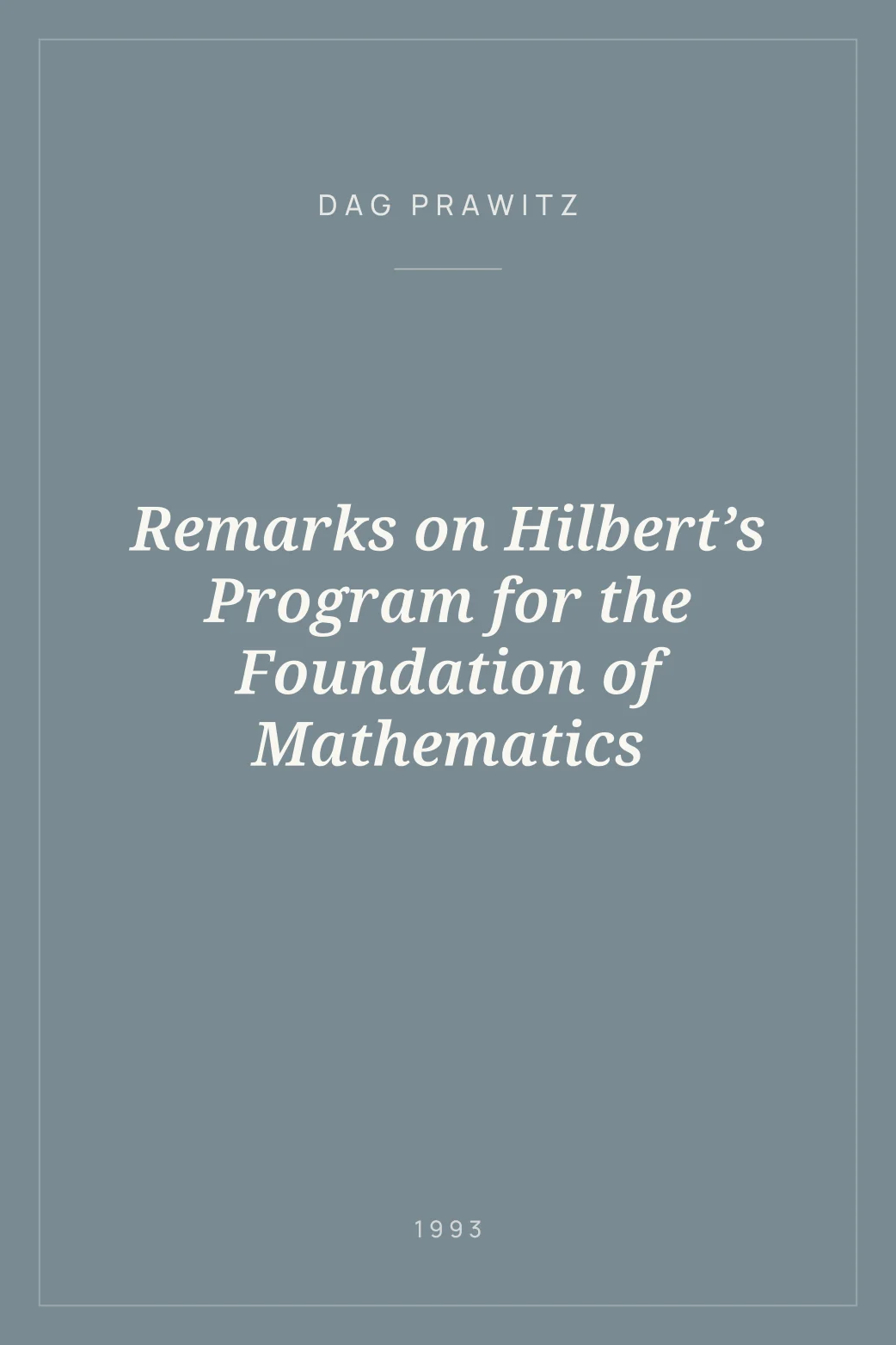 Portada de Remarks on Hilbert’s Program for the Foundation of Mathematics