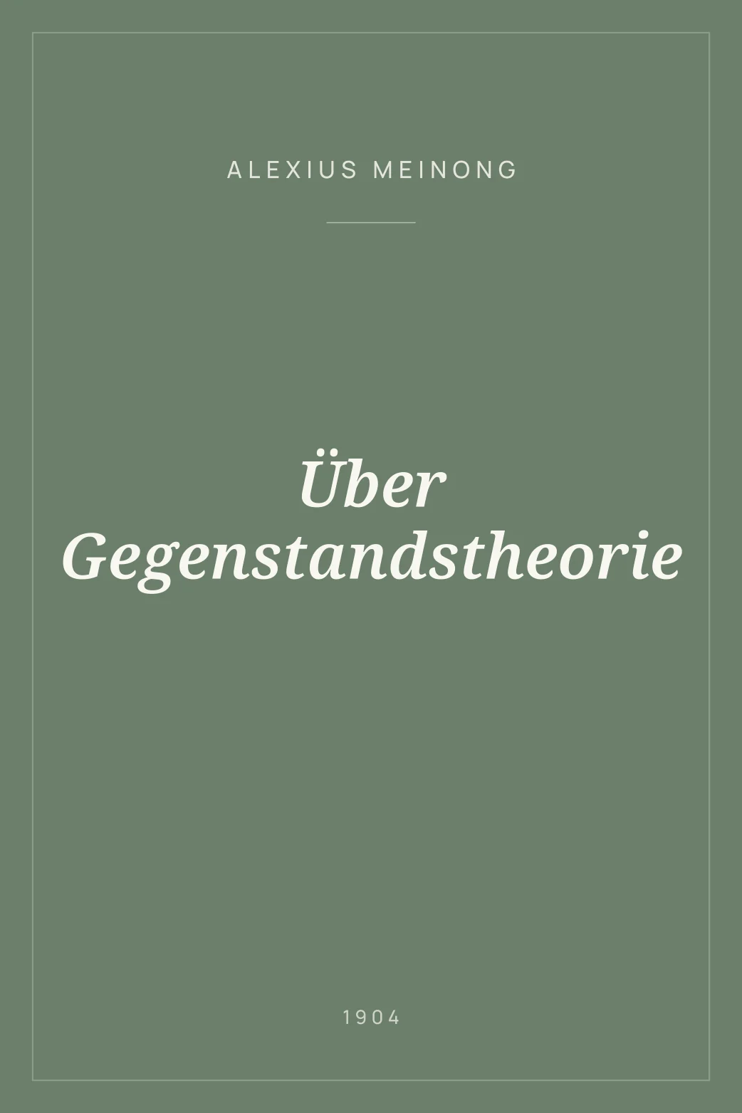 Portada de Über Gegenstandstheorie