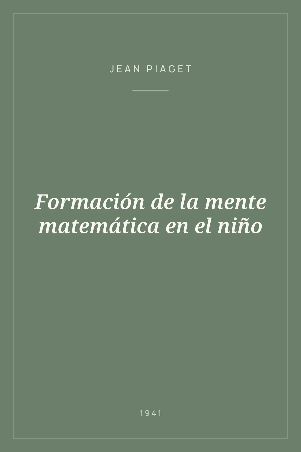 Portada de Formación de la mente matemática en el niño