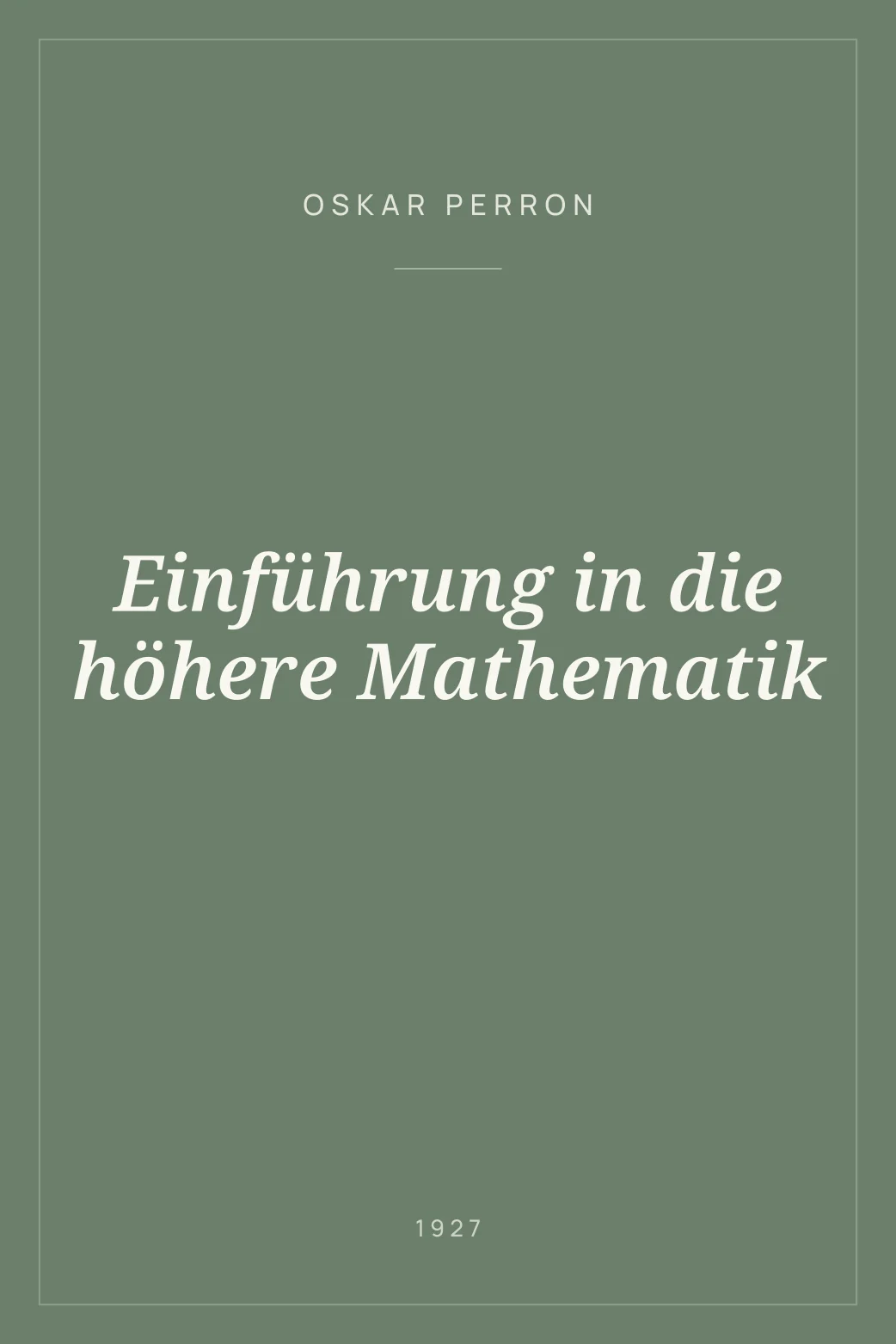 Portada de Einführung in die höhere Mathematik