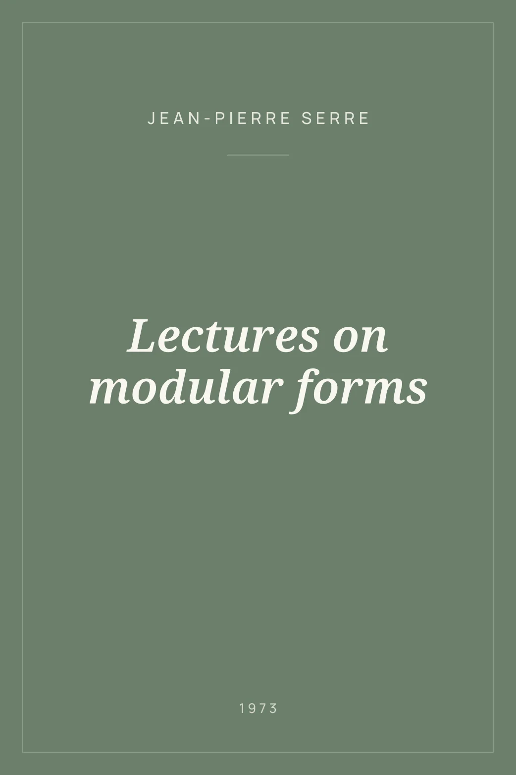 Portada de Lectures on modular forms