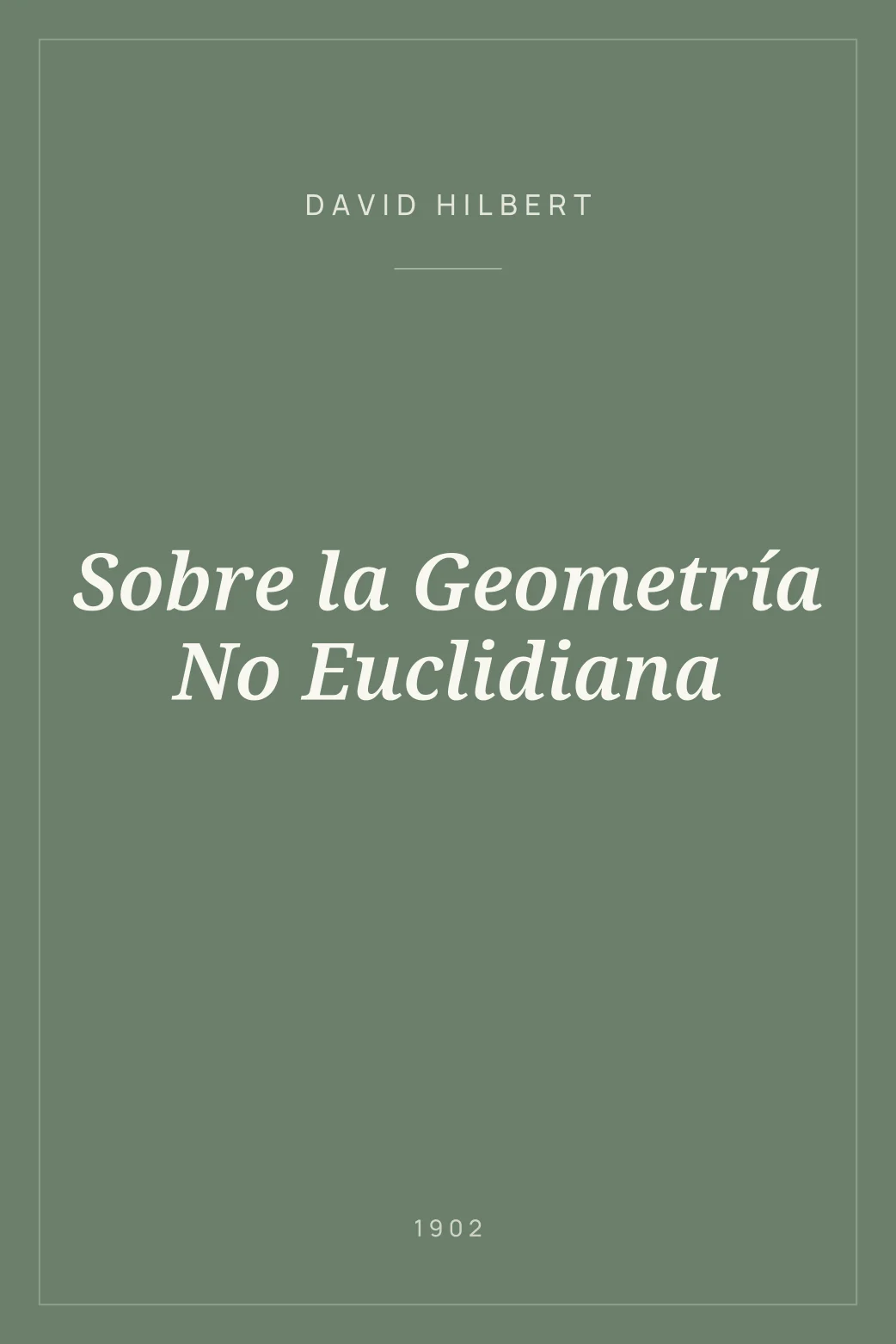 Portada de Sobre la Geometría No Euclidiana