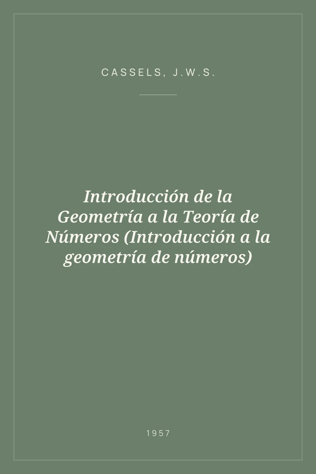 Portada de Introducción de la Geometría a la Teoría de Números (Introducción a la geometría de números)