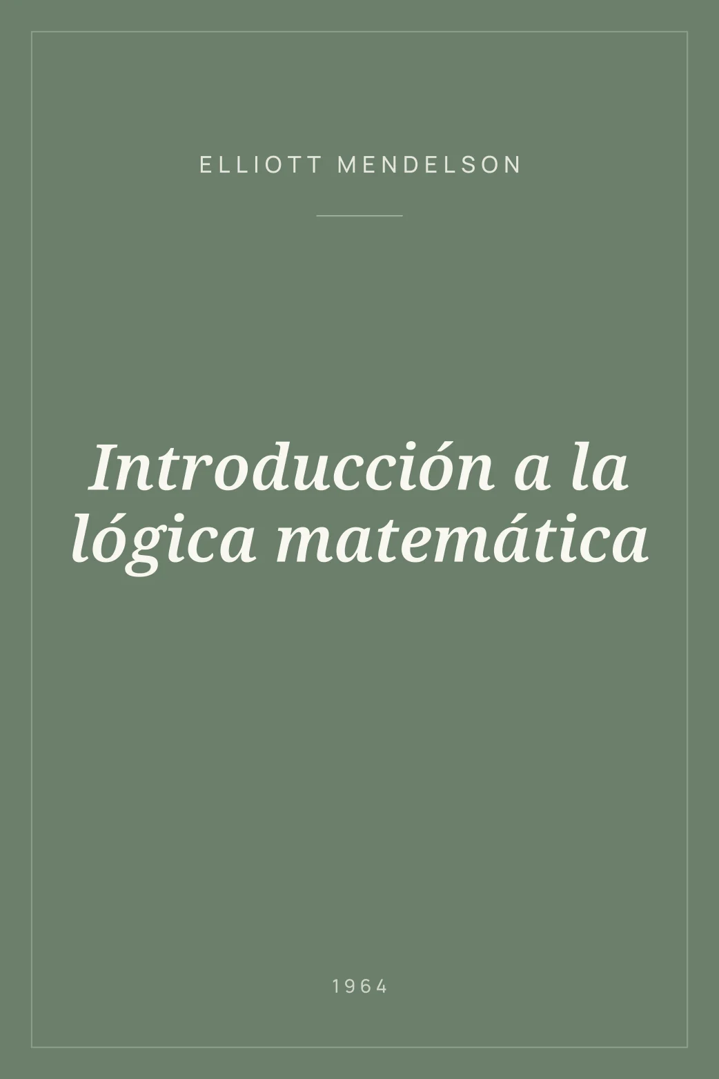 Portada de Introducción a la lógica matemática
