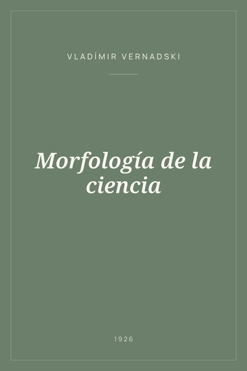 Portada de Morfología de la ciencia