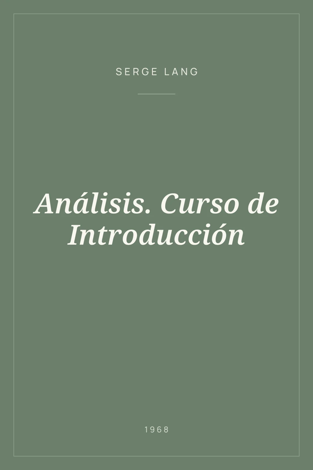Portada de Análisis. Curso de Introducción