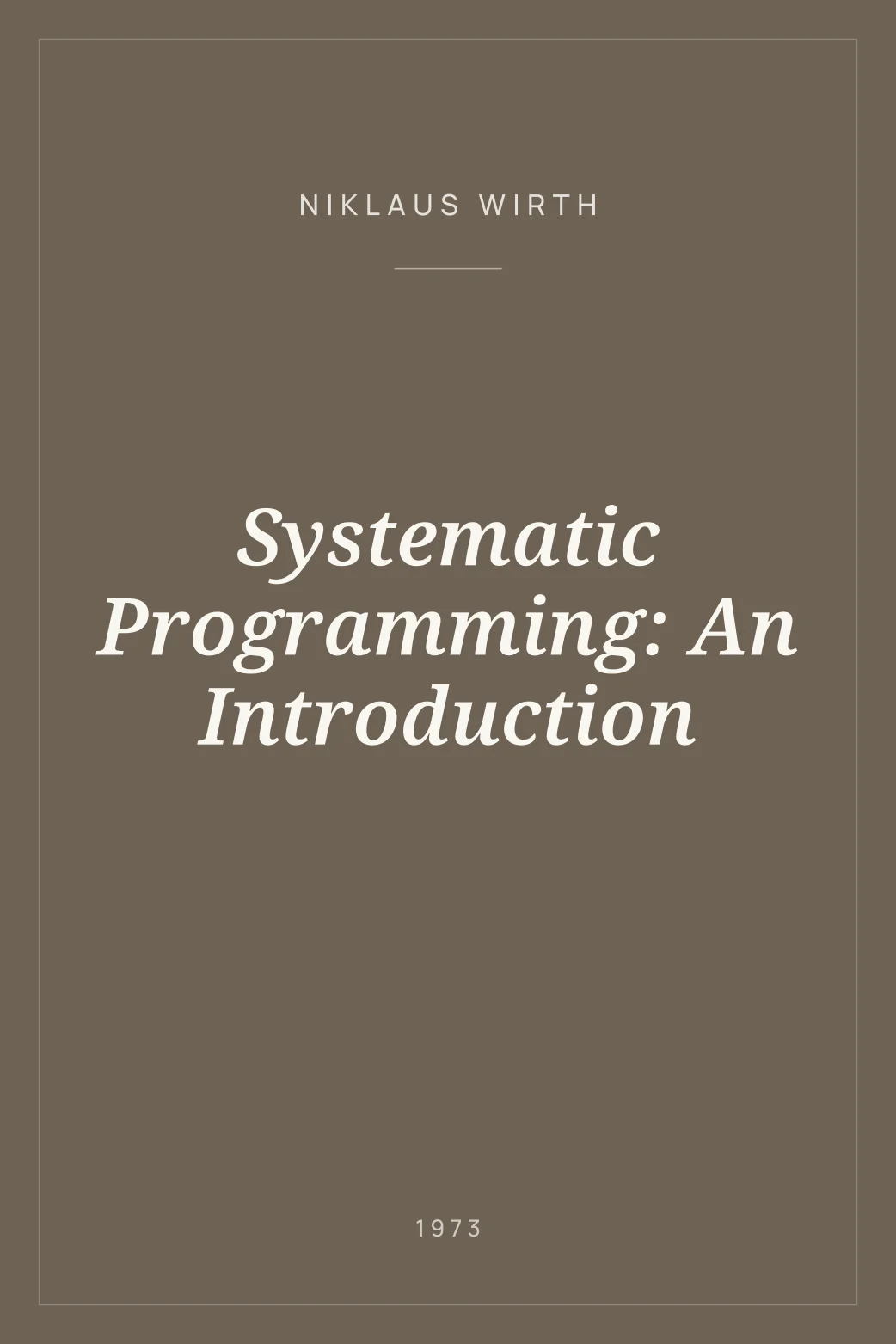 Portada de Systematic Programming: An Introduction