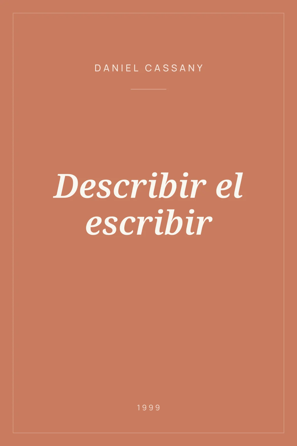 Portada de Describir el escribir