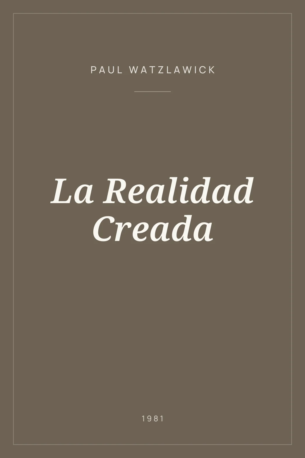 Portada de La Realidad Creada