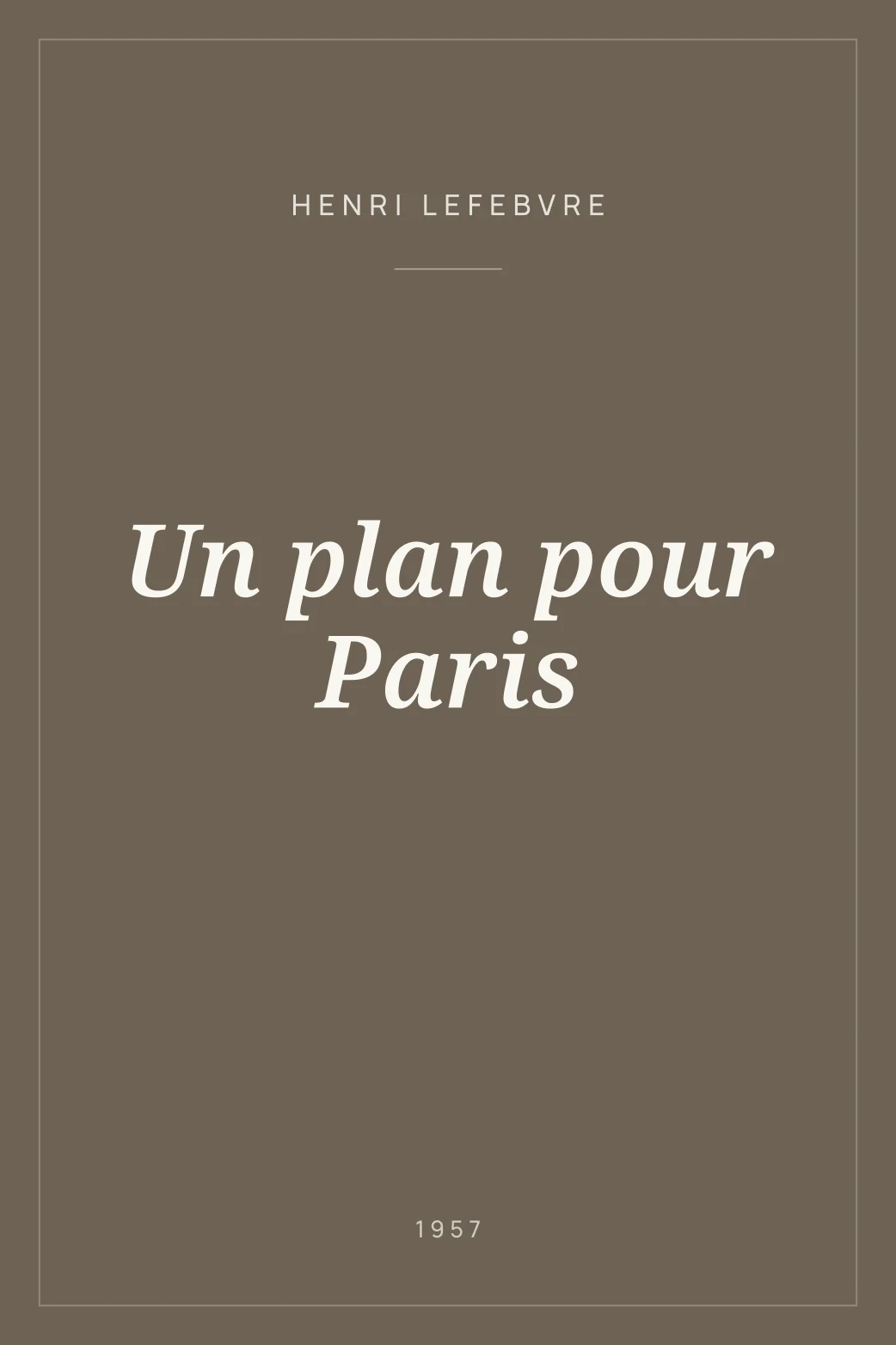 Portada de Un plan pour Paris