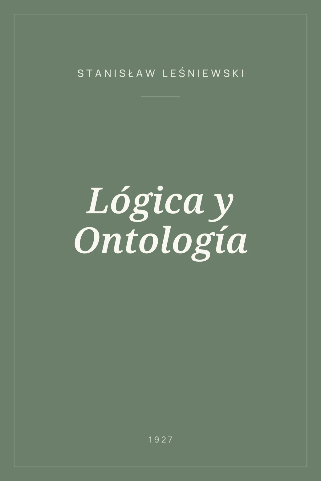 Portada de Lógica y Ontología