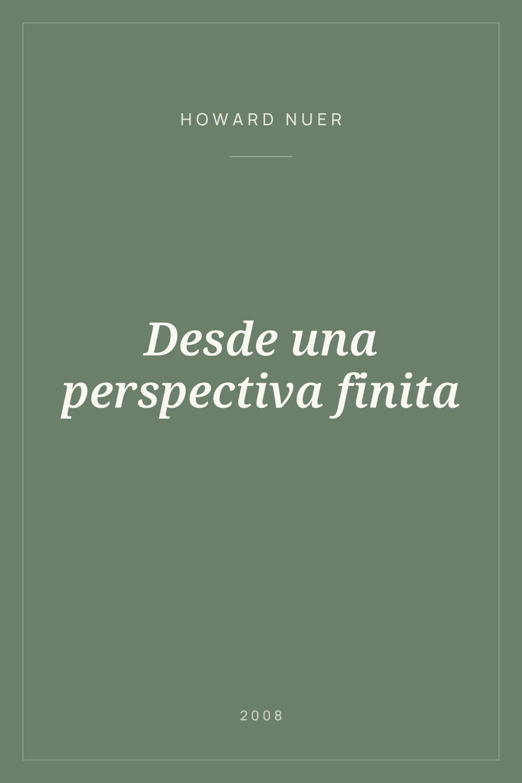 Portada de Desde una perspectiva finita