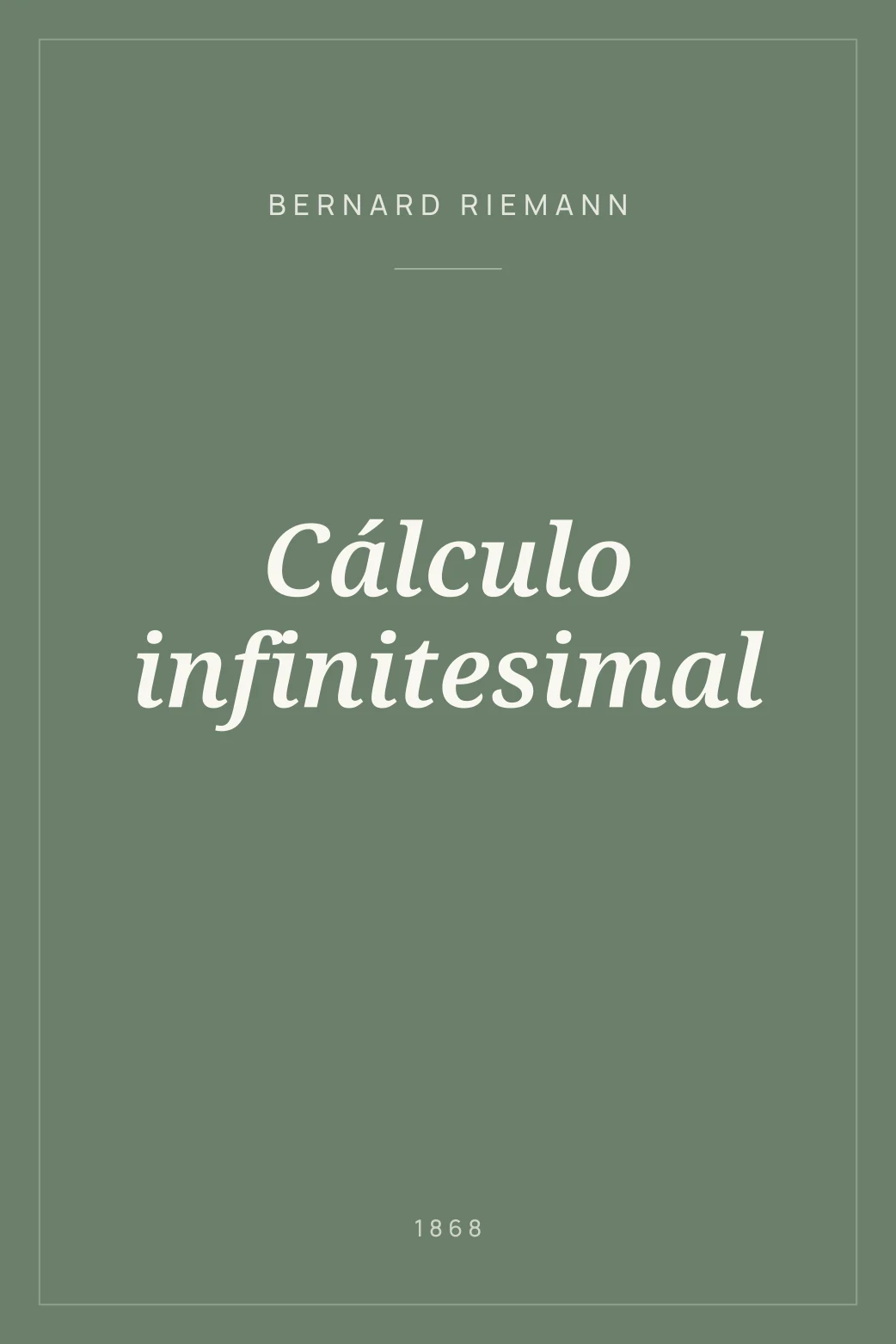 Portada de Cálculo infinitesimal