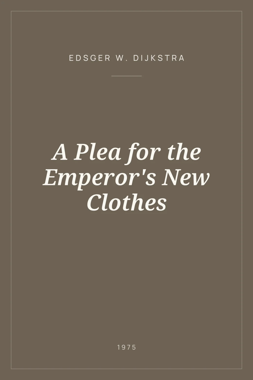 Portada de A Plea for the Emperor's New Clothes