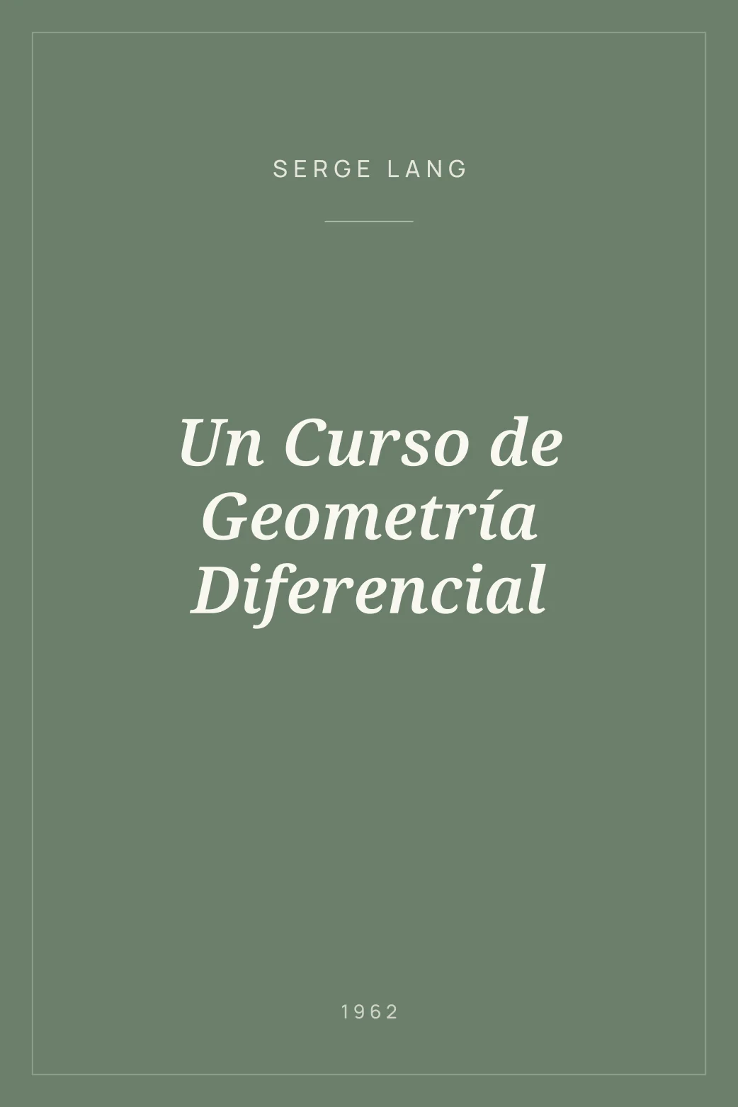Portada de Un Curso de Geometría Diferencial