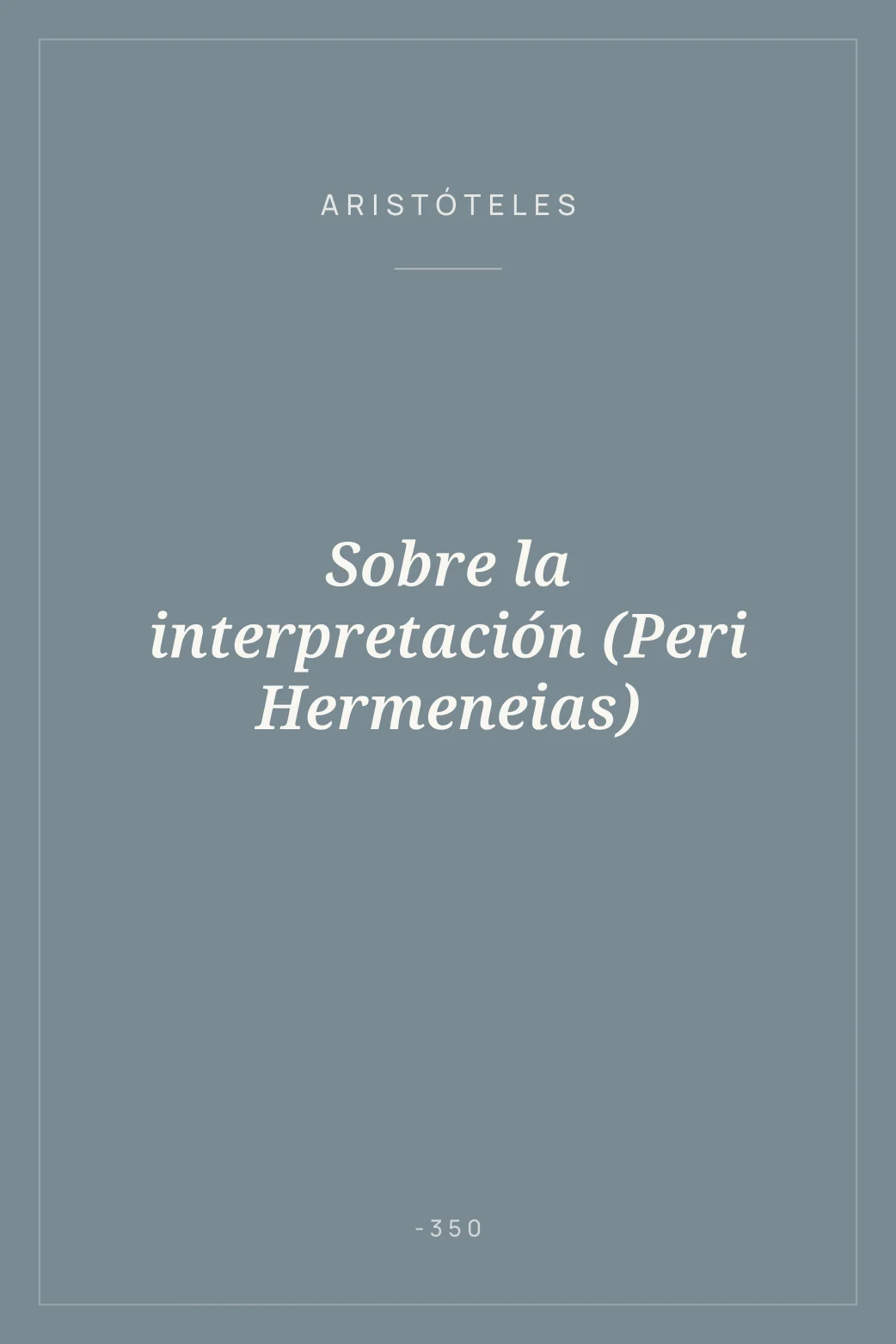 Portada de Sobre la interpretación (Peri Hermeneias)