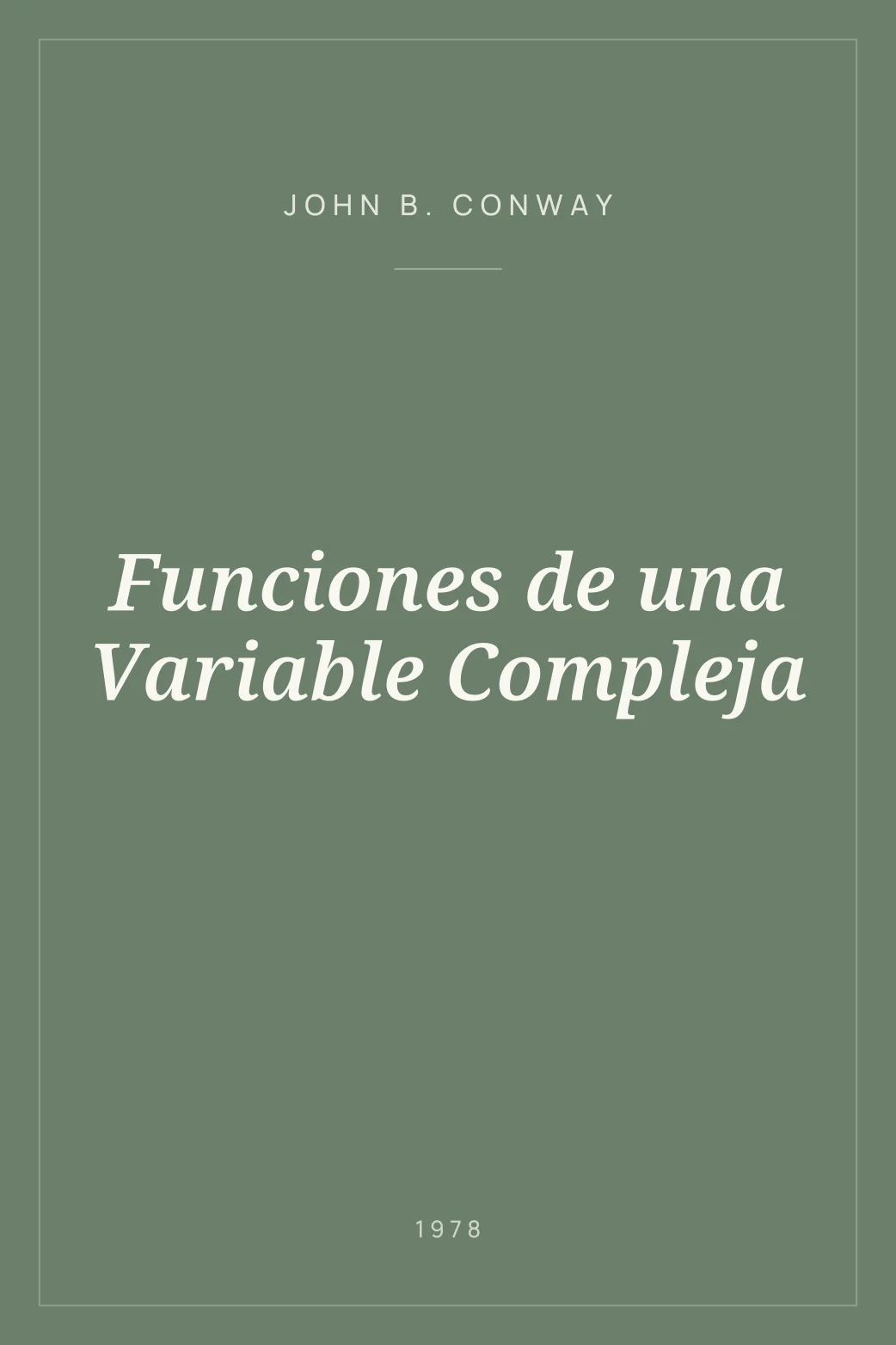 Portada de Funciones de una Variable Compleja