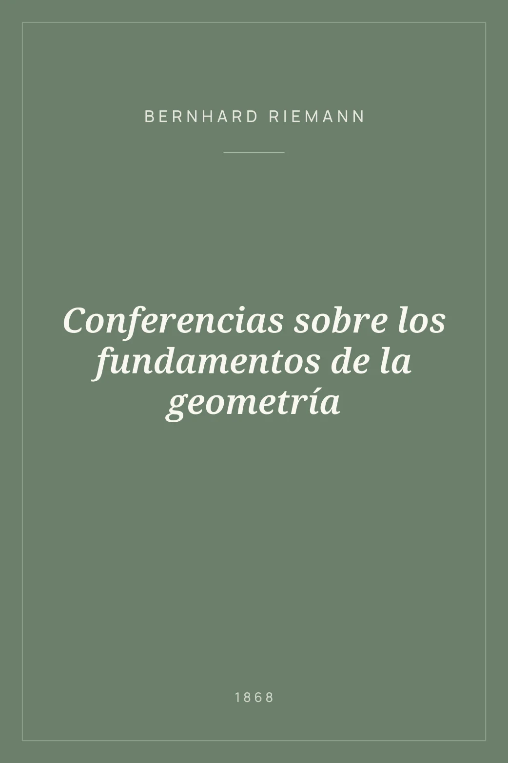 Portada de Conferencias sobre los fundamentos de la geometría