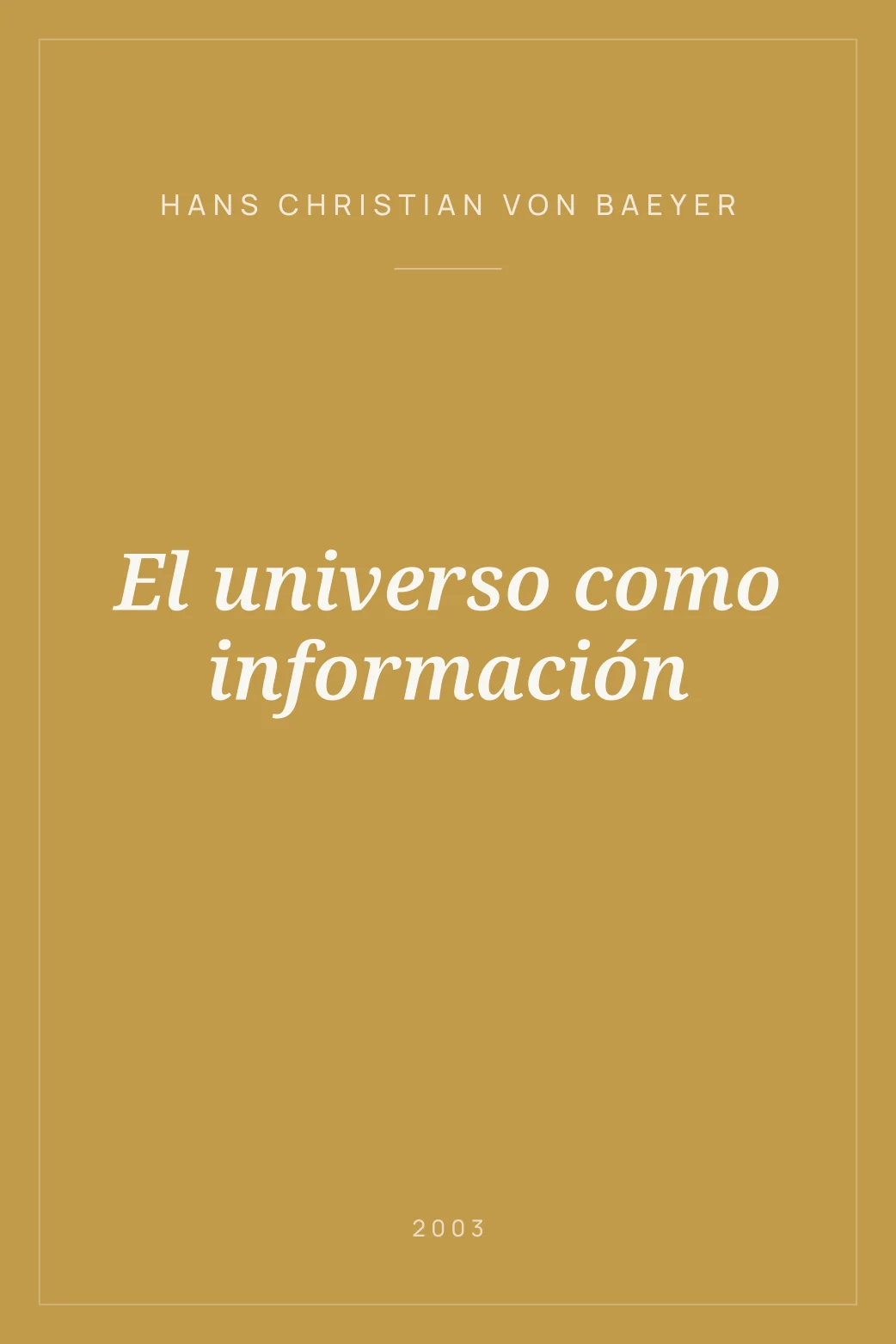 Portada de El universo como información