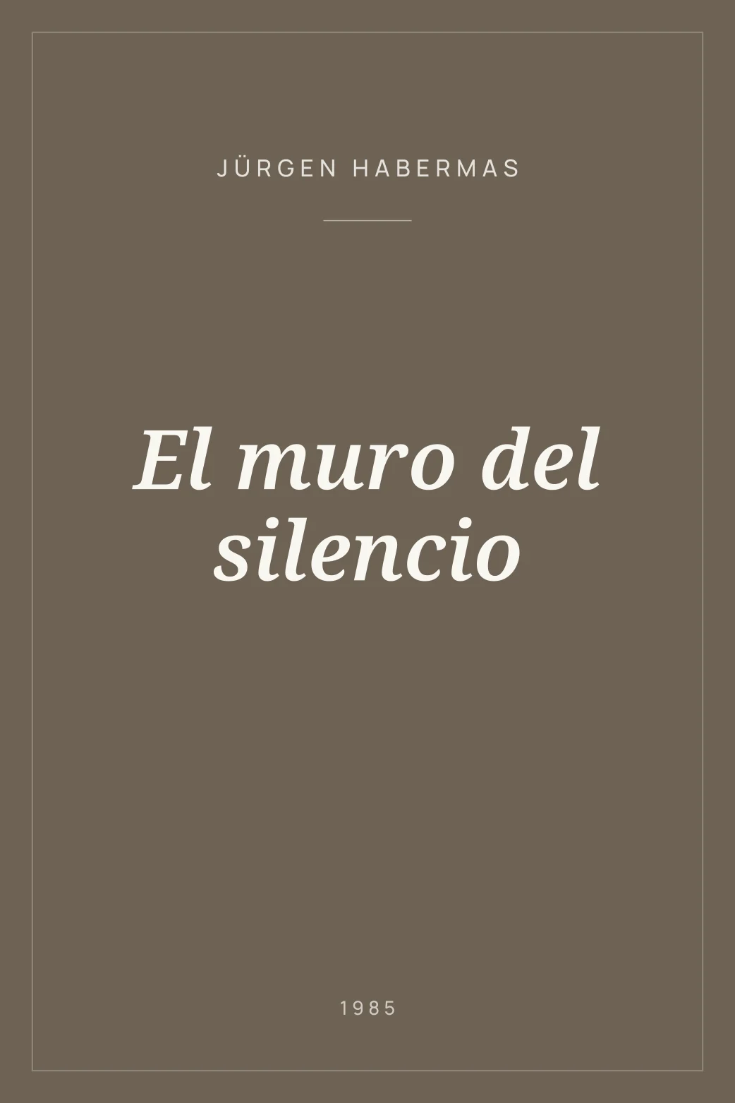 Portada de El muro del silencio