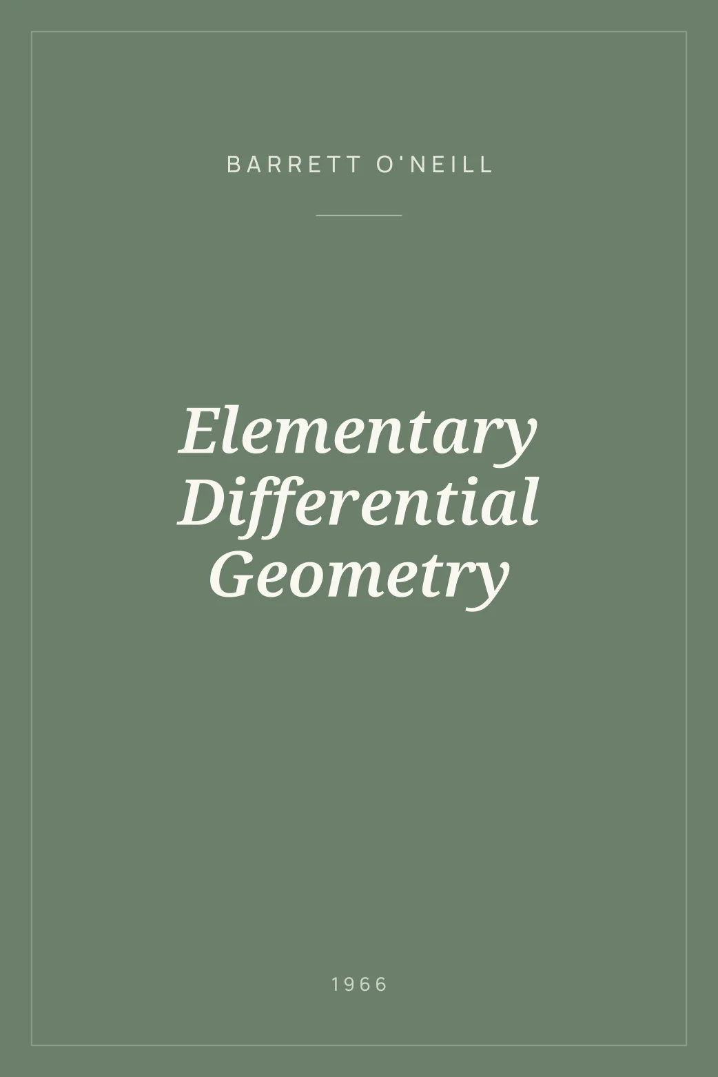 Portada de Elementary Differential Geometry