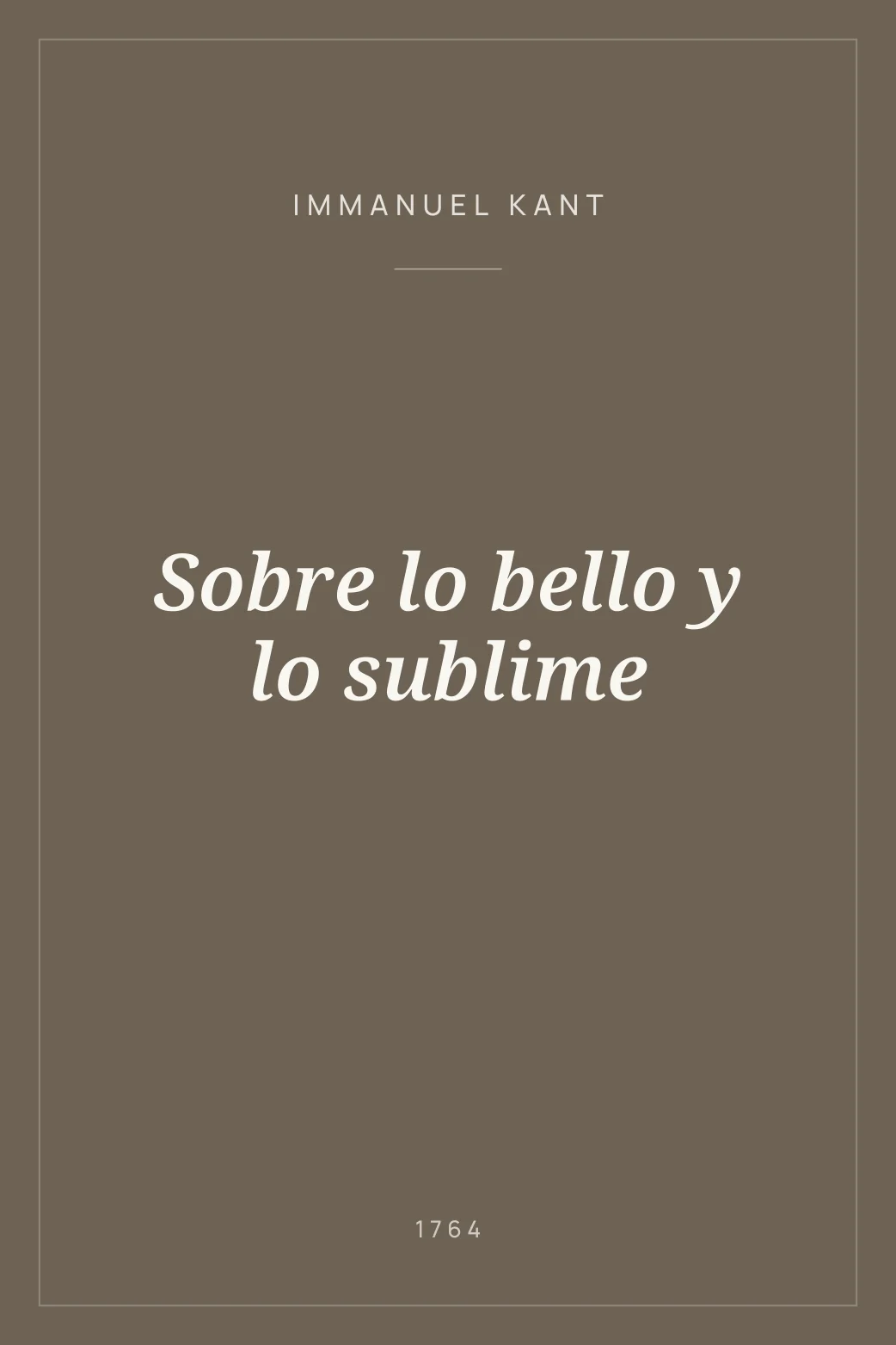 Portada de Sobre lo bello y lo sublime