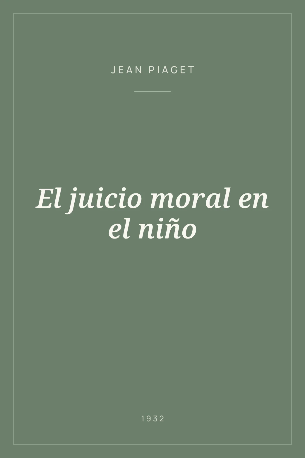 Portada de El juicio moral en el niño