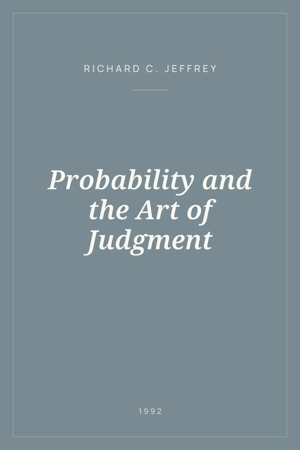 Portada de Probability and the Art of Judgment