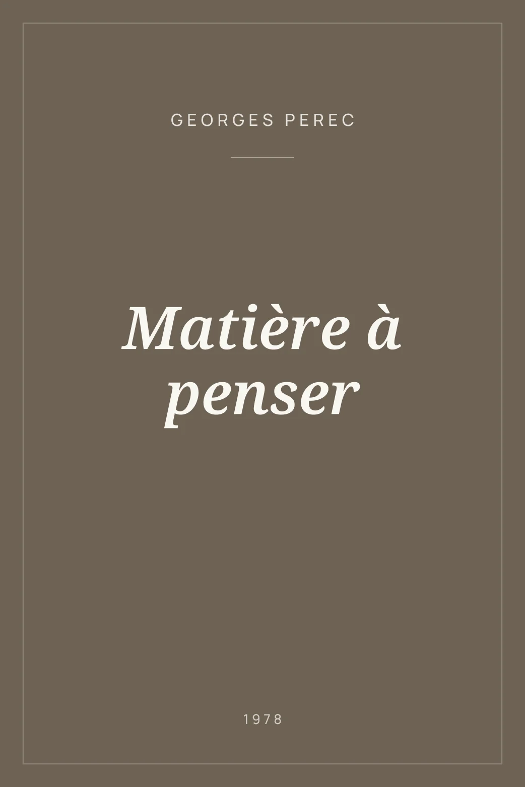 Portada de Matière à penser
