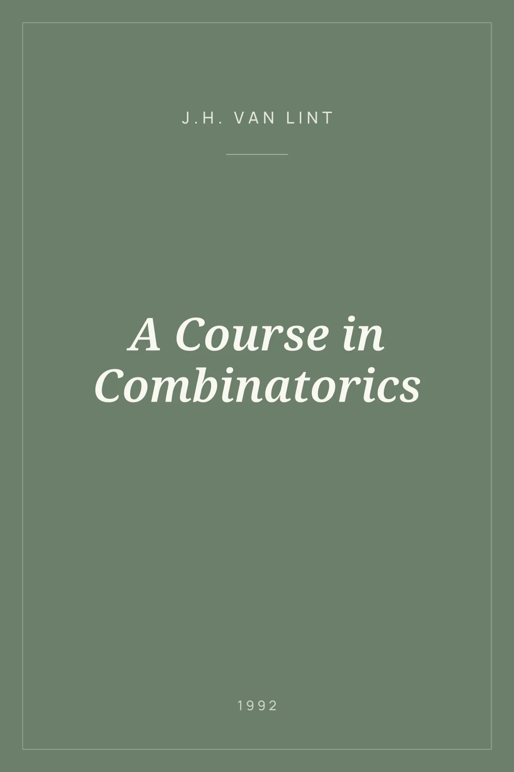 Portada de A Course in Combinatorics