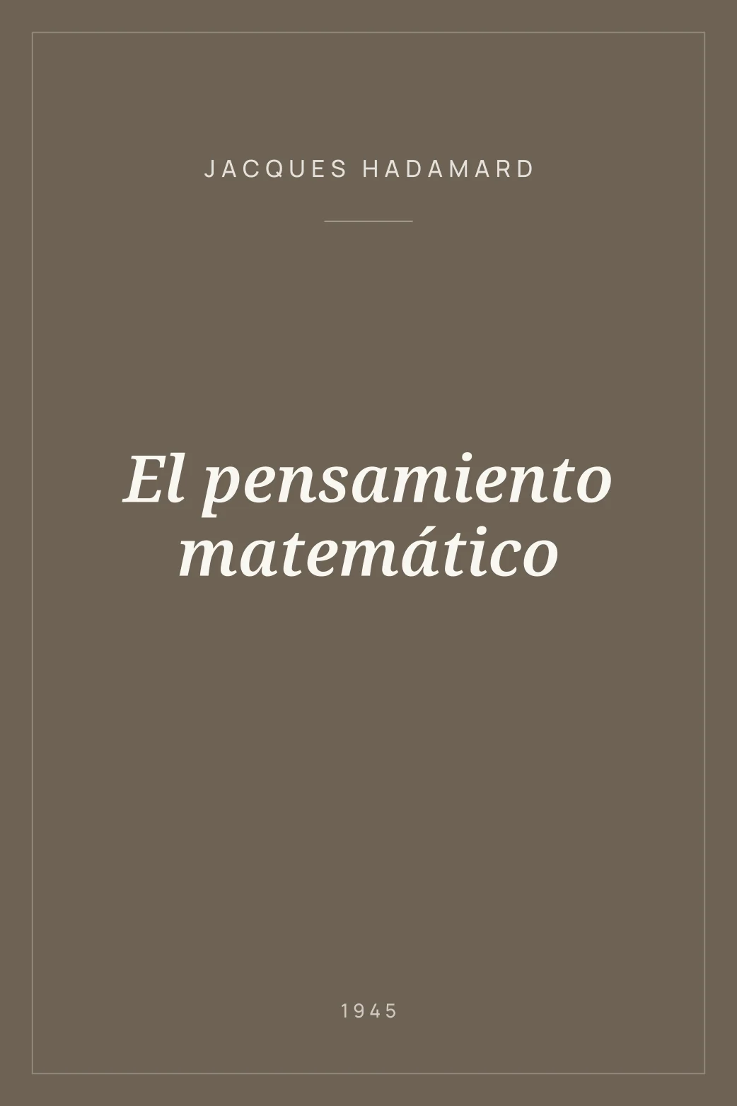 Portada de El pensamiento matemático