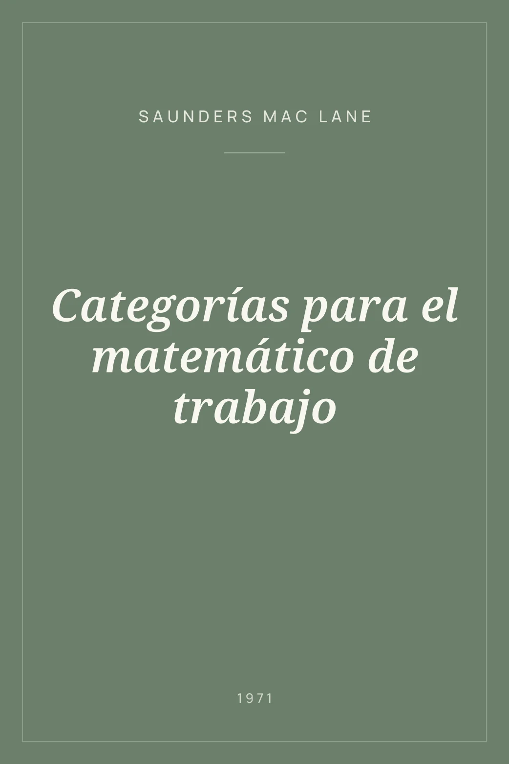 Portada de Categorías para el matemático de trabajo