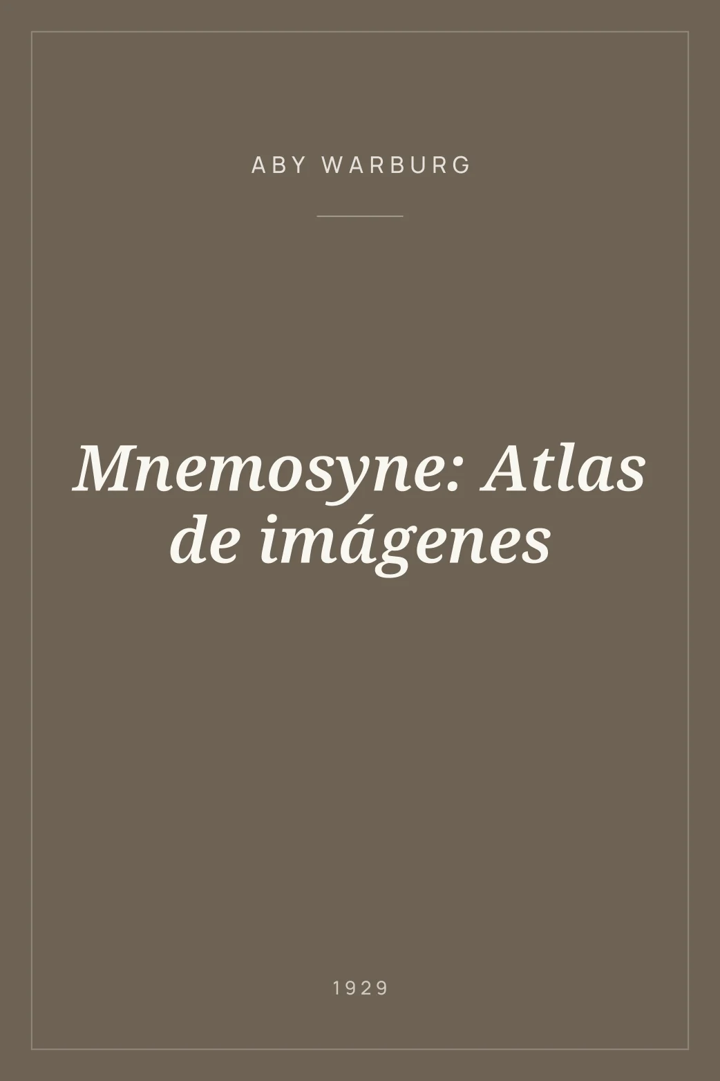 Portada de Mnemosyne: Atlas de imágenes