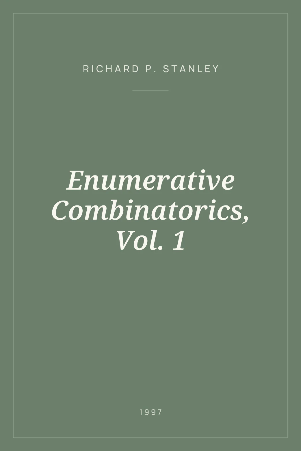 Portada de Enumerative Combinatorics, Vol. 1