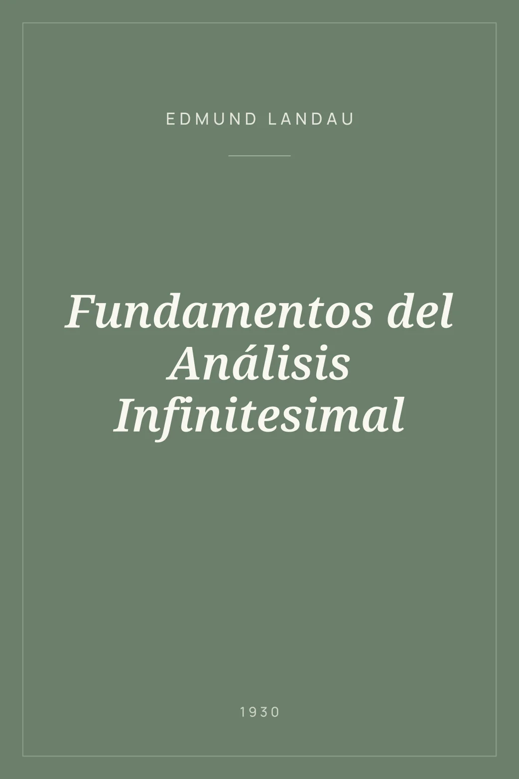 Portada de Fundamentos del Análisis Infinitesimal