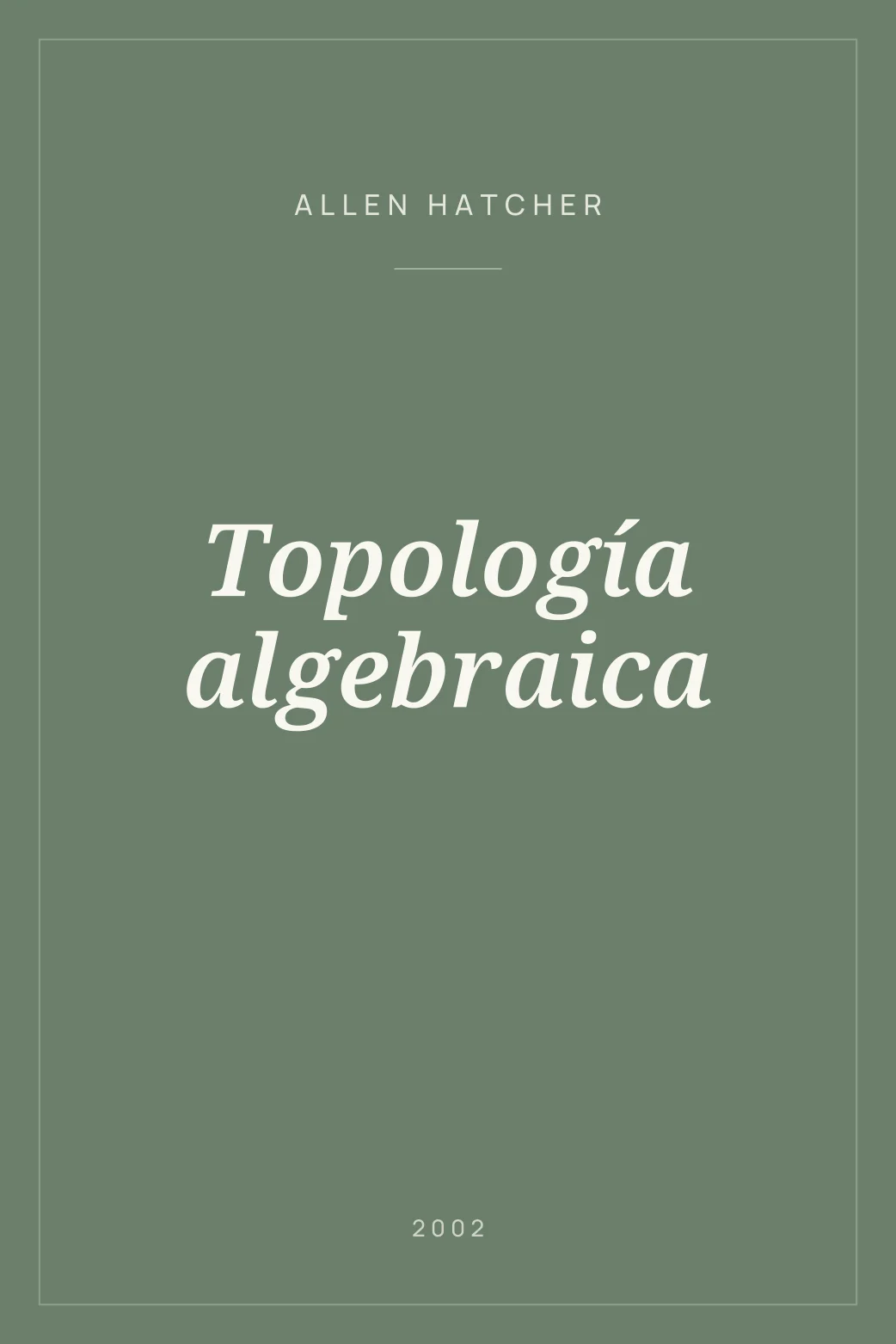 Portada de Topología algebraica