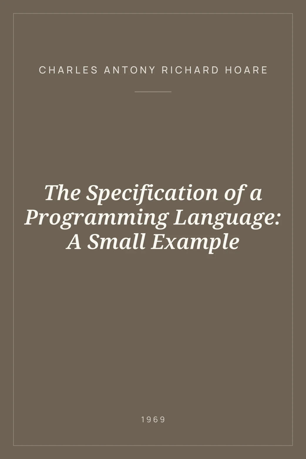 Portada de The Specification of a Programming Language: A Small Example
