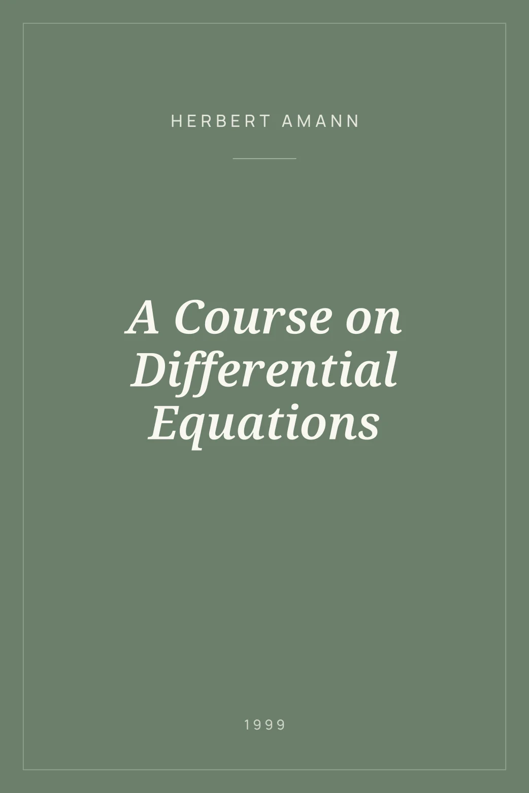 Portada de A Course on Differential Equations
