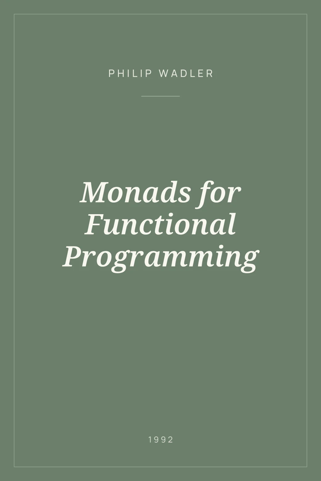 Portada de Monads for Functional Programming