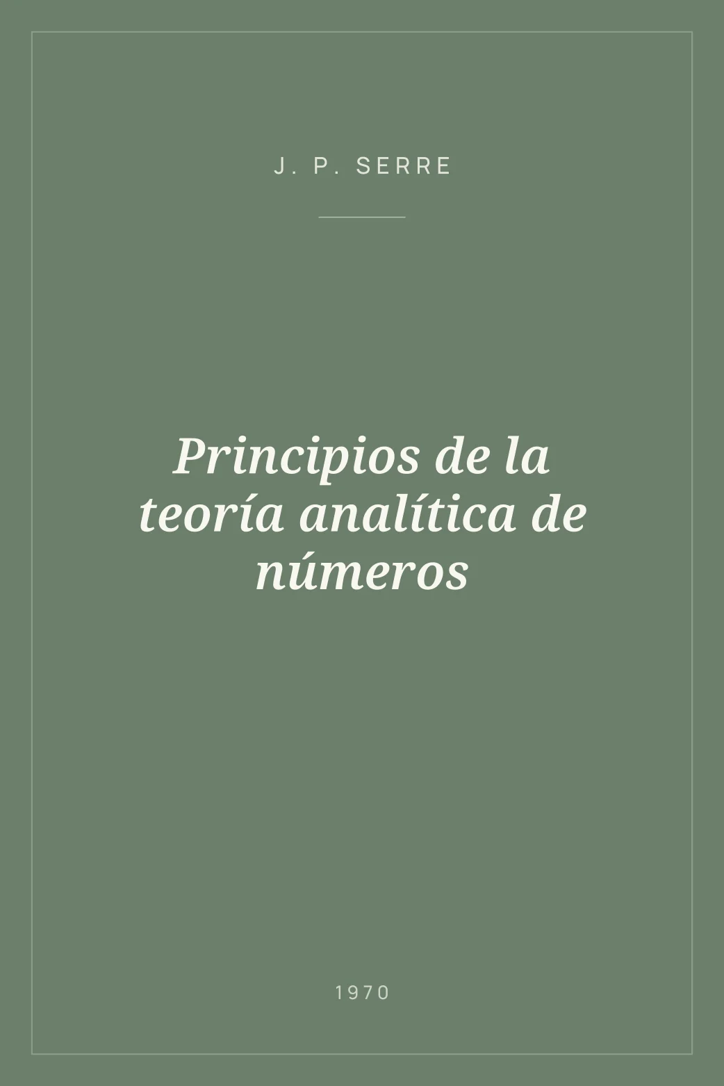 Portada de Principios de la teoría analítica de números