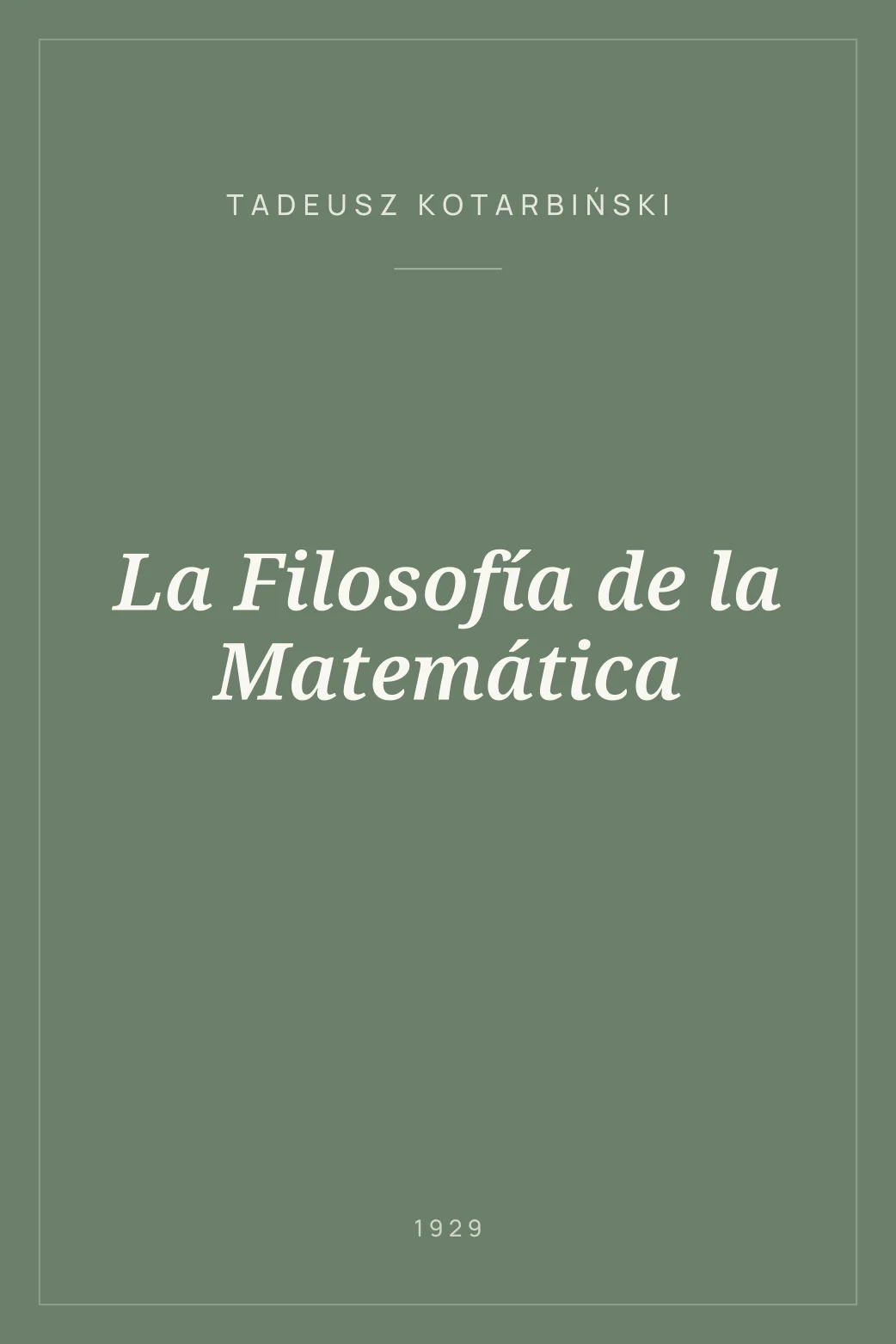 Portada de La Filosofía de la Matemática