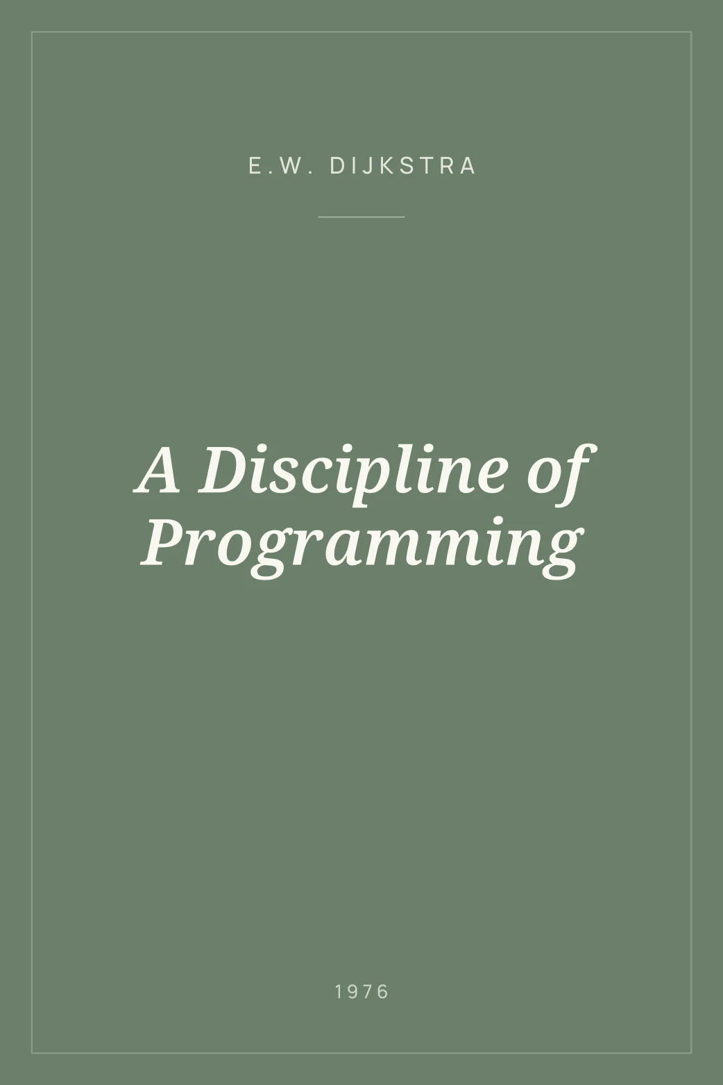 Portada de A Discipline of Programming