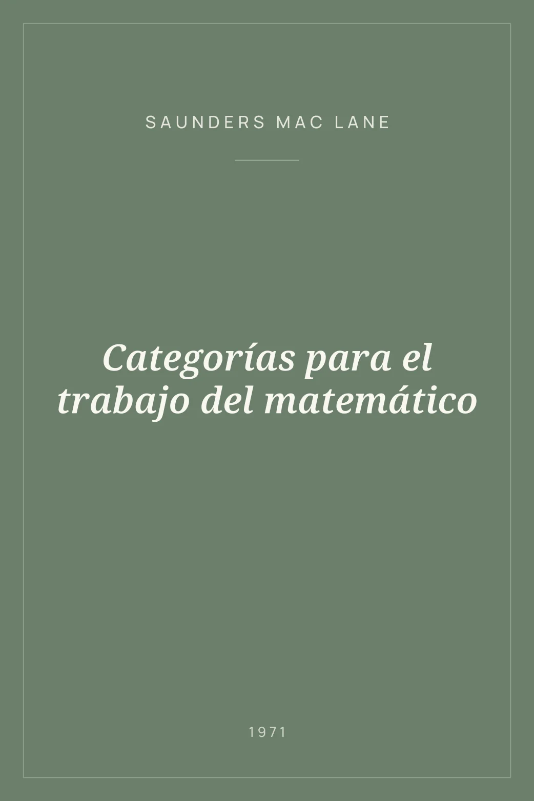 Portada de Categorías para el trabajo del matemático